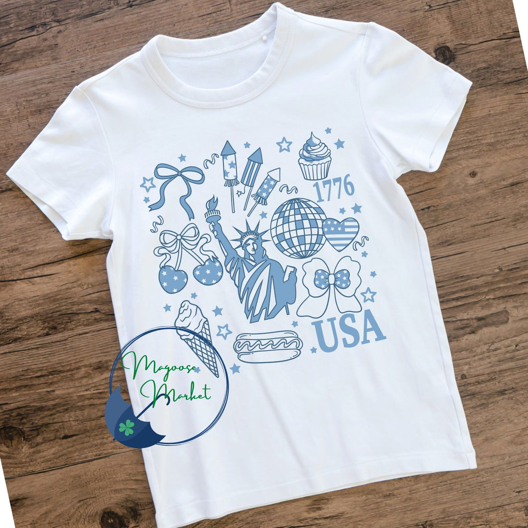 BLUE-Retro-Preppy-Patriotic-Youth and adult