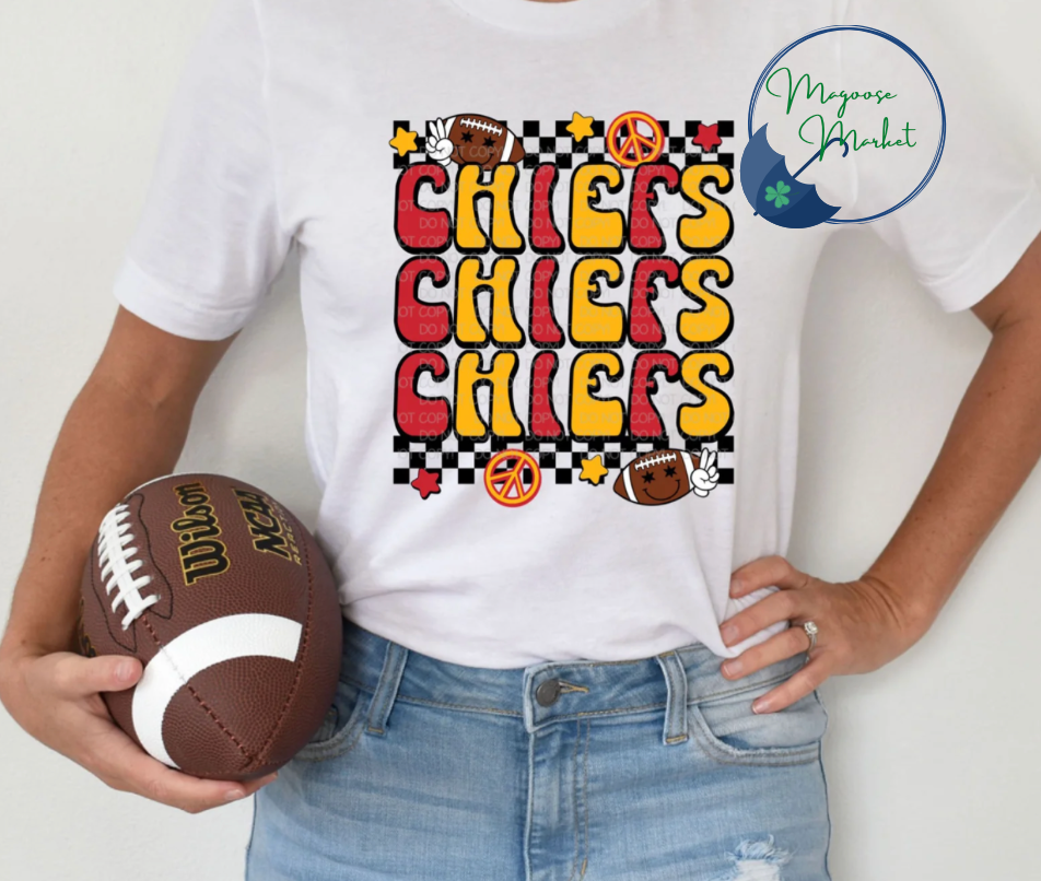 Red/Yellow Groovy Stacked Football-Sports-YOUTH