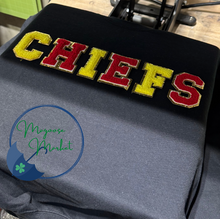 Load image into Gallery viewer, CREW NECK-Varsity Letters Mascot-Red/Yellow
