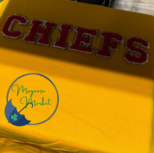 Load image into Gallery viewer, CREW NECK-Varsity Letters Mascot-Red/Yellow
