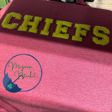 Load image into Gallery viewer, CREW NECK-Varsity Letters Mascot-Red/Yellow
