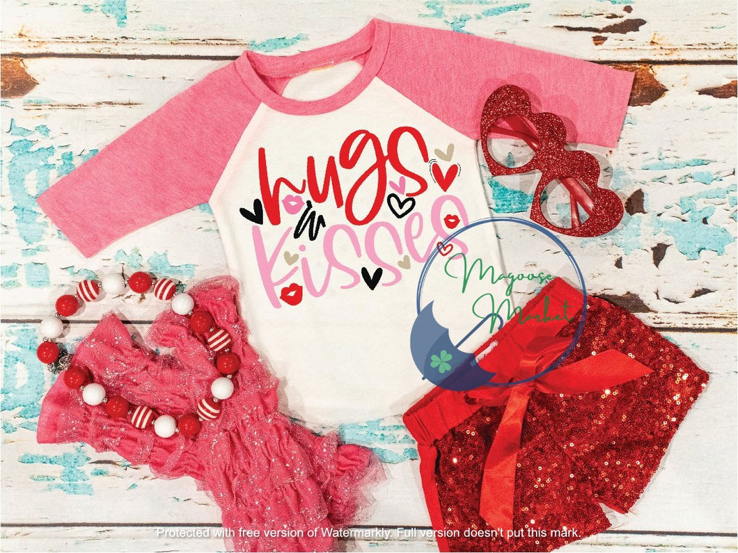 Hugs and Kisses Raglan Valentine's Day shirt