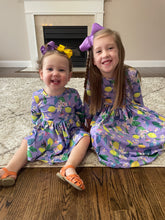 Load image into Gallery viewer, Lemon/Purple twirl dress-Mila and Rose
