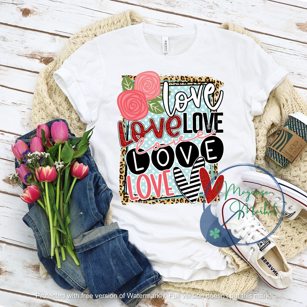 Love/Love/Love box, Short Sleeve T-Shirt, Valentine's Day-Full Color