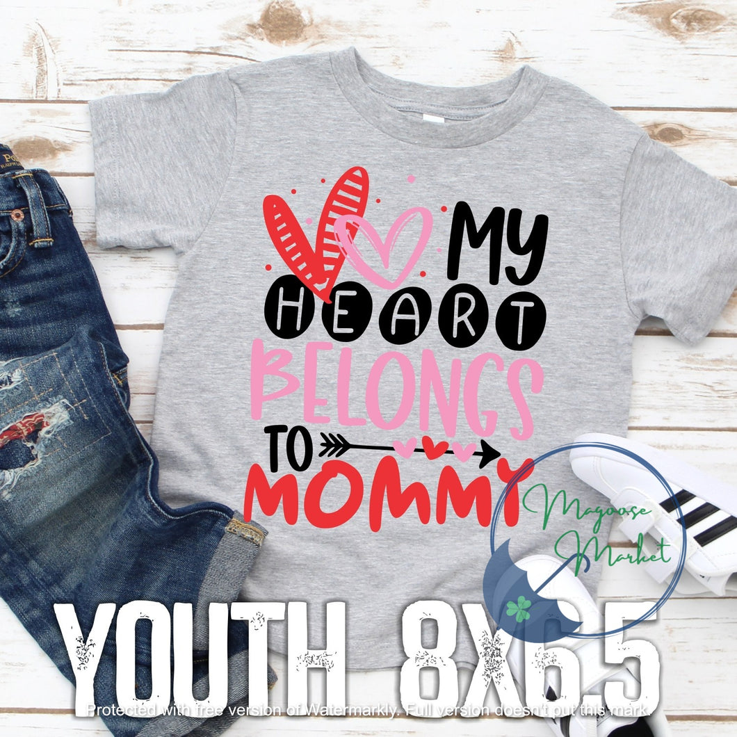 YOUTH My heart belongs to (daddy)(Mommy), Short Sleeve Valentine's Day