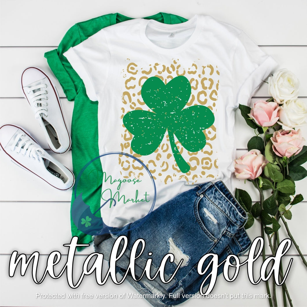 Clover/Metallic Cheetah, T-shirt, St. Patrick's Day Shirt